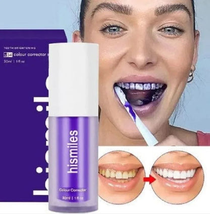 Hismile V34 Purple Whitening Toothpaste – Instantly Brightens Teeth | Removes Stains, Reduces Yellowing, Fresh Breath Formula