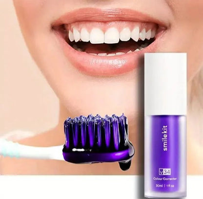 Hismile V34 Purple Whitening Toothpaste – Instantly Brightens Teeth | Removes Stains, Reduces Yellowing, Fresh Breath Formula