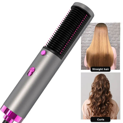 3-in-1 Hot Air Comb – Hair Dryer, Straightener & Curler | Multifunctional Portable Styling Brush