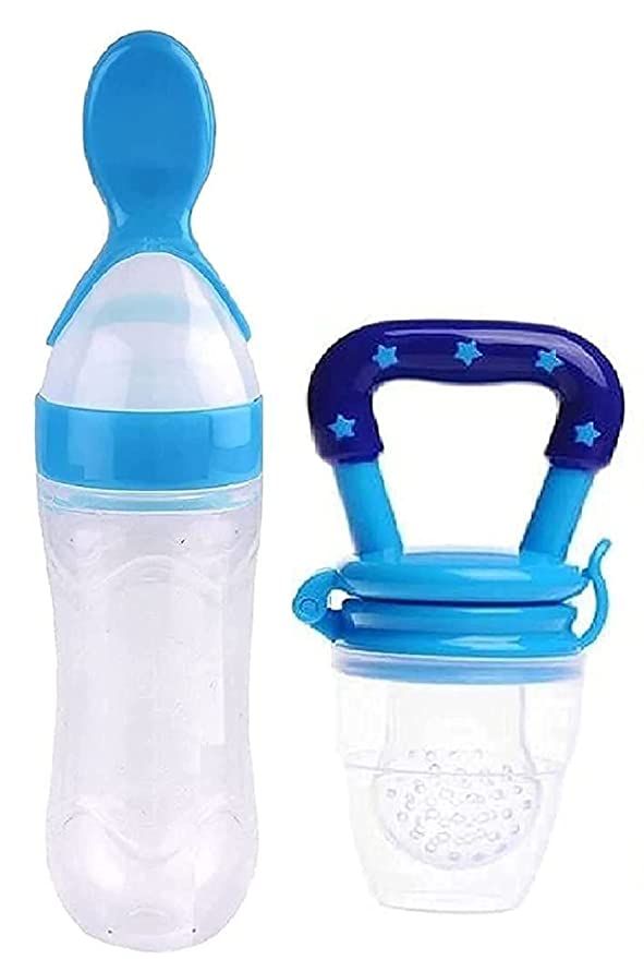 Combo Baby Silicone Spoon Feeder Bottle + Free Fruit Pacifier