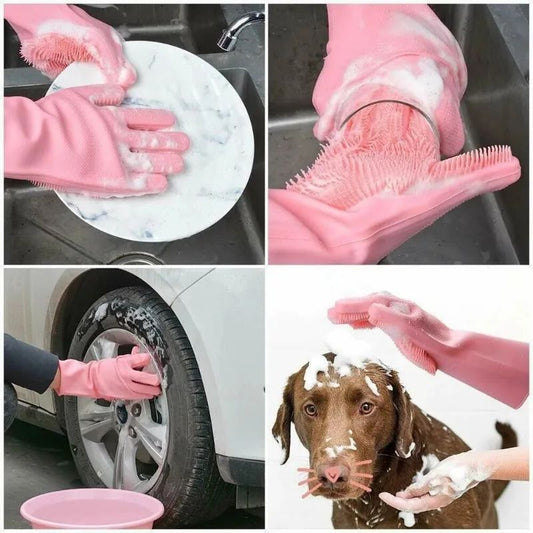 Silicone Waterproof Washing Gloves – Multi-Purpose Cleaning Gloves